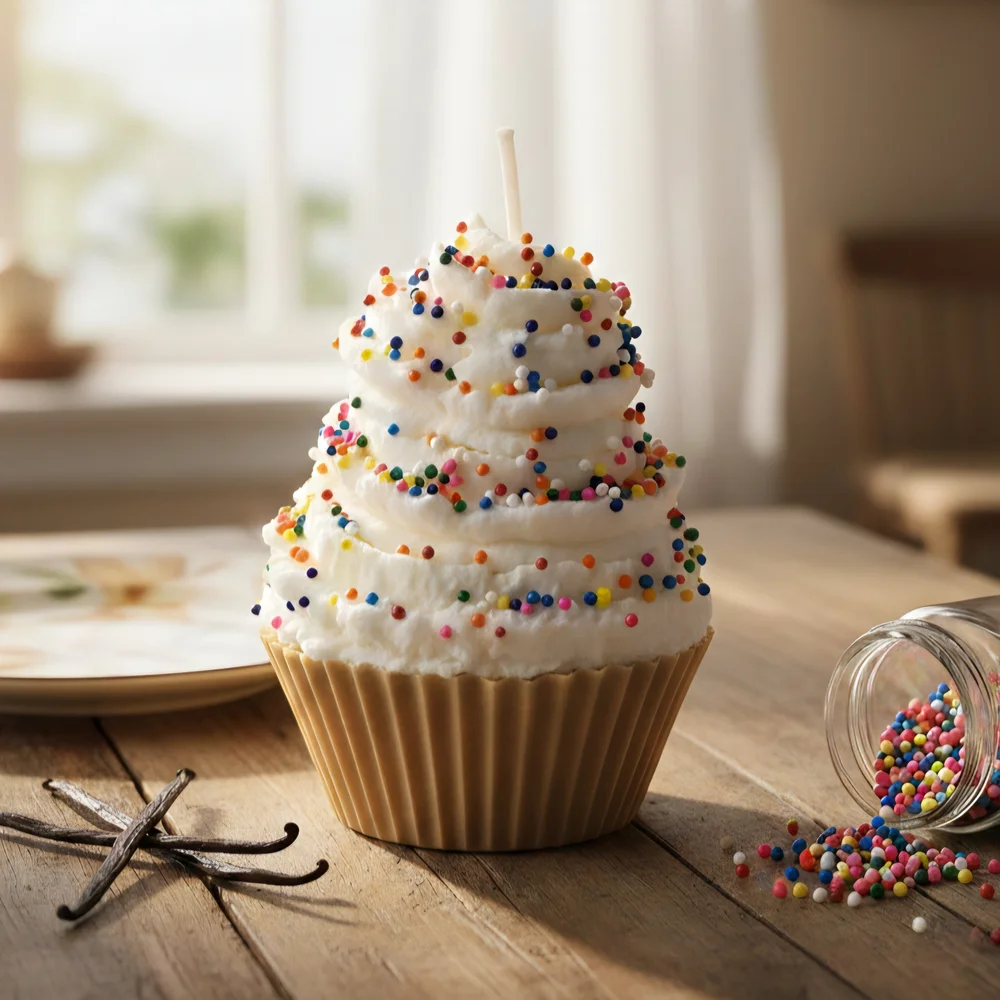 Cupcake Candle with Colorful Sprinkles